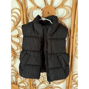H&M Puffer Vest Kids Youth Size 8 10 Black Zipper Pockets Stand Collar